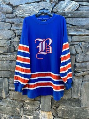 Boss Blue Long Sleeve Jersey with Orange & White Stripes